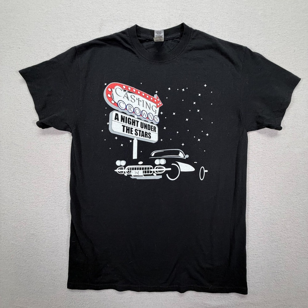 Gildan Mens T-Shirt Regular Black Casting Crowns Night Under Stars Graphic M